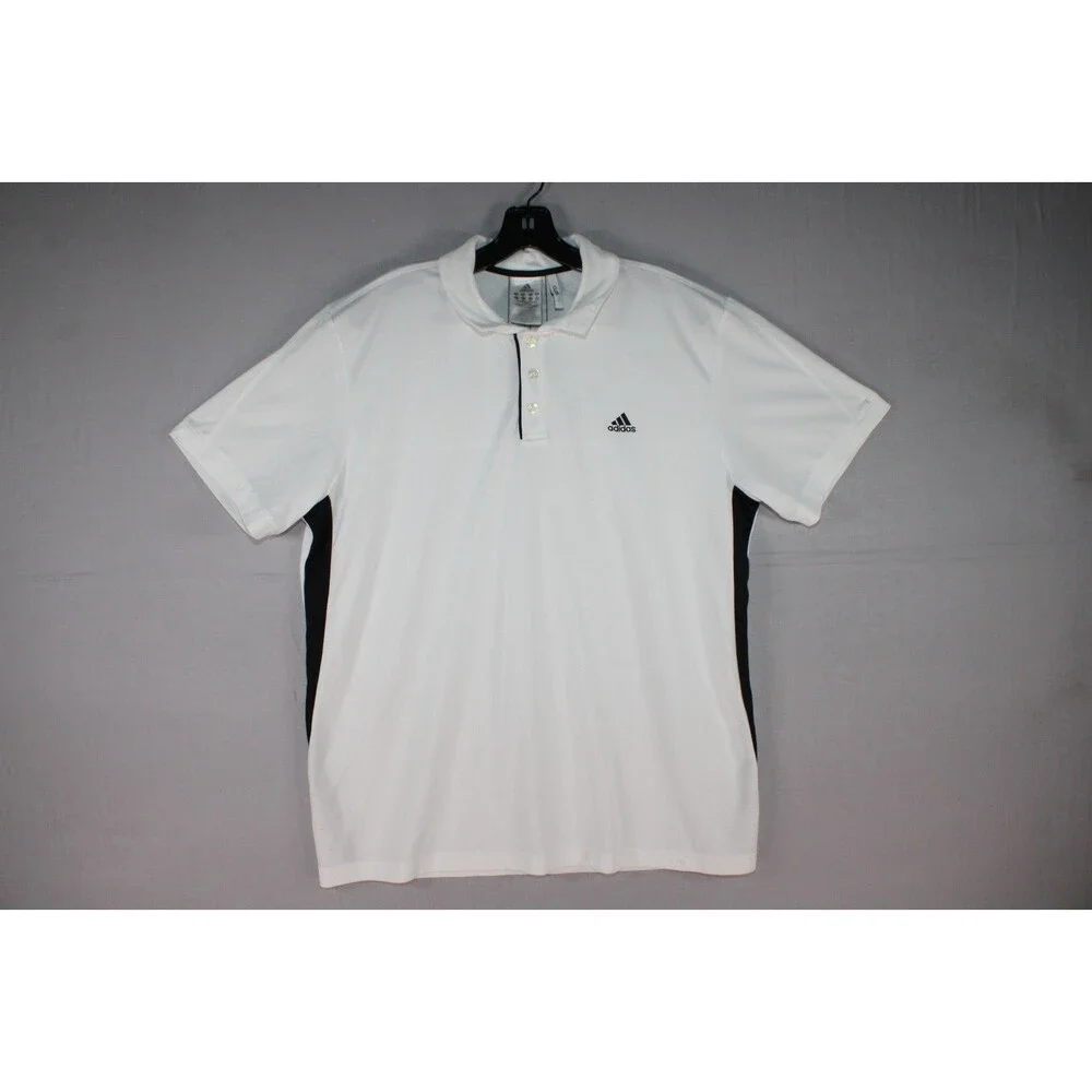 Adidas Climalite Men's White Black Performance Polo Shirt Size XL Short Sleeve